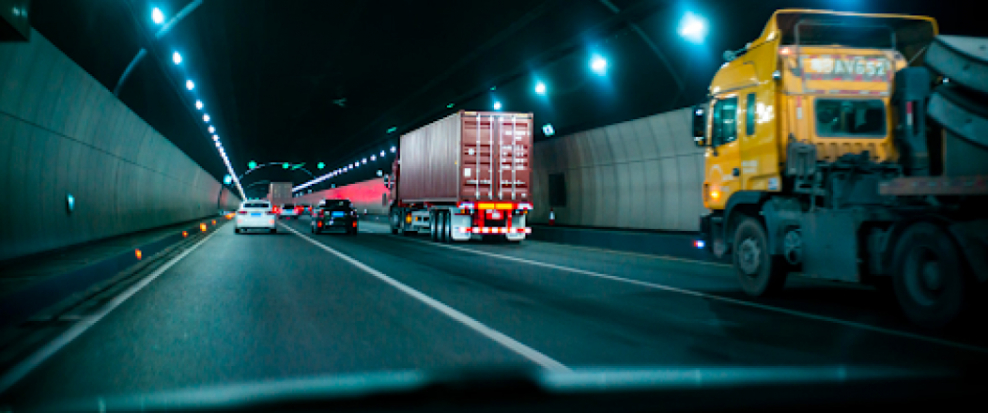 Delivery Trucks in Tunnel